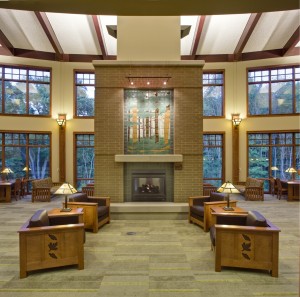 Delta Township District Library fireplace